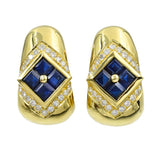 4.70ct Vintage Sapphire & Diamond Hoop Earrings