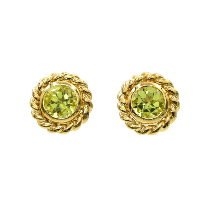 Tiffany & Co 1.60ct Peridot Stud Earrings in 18k Yellow Gold