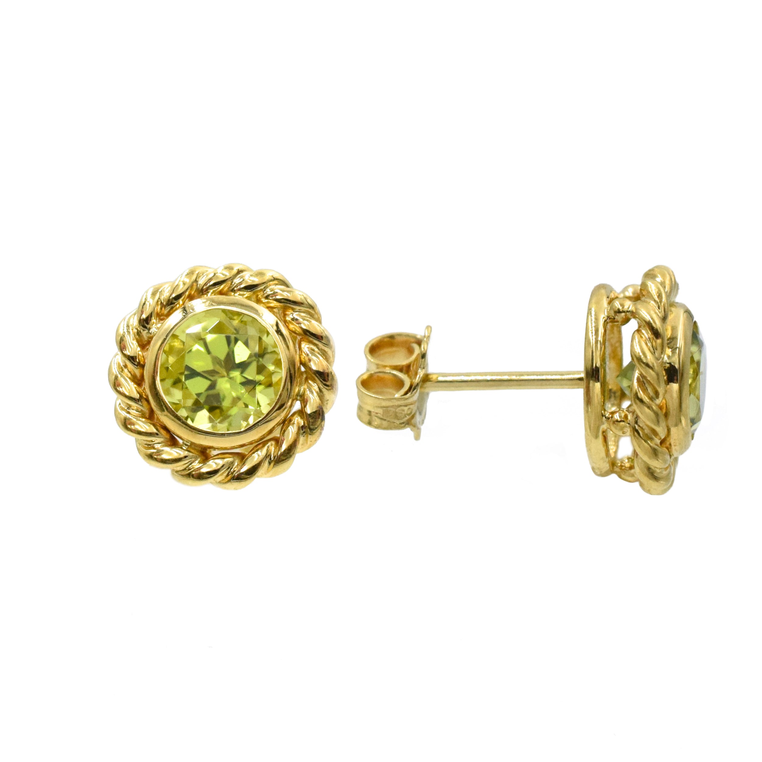 Tiffany & Co 1.60ct Peridot Stud Earrings in 18k Yellow Gold