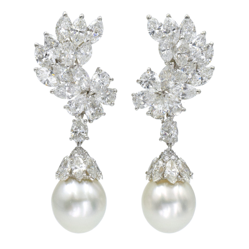 Cartier Diamond & South Sea Pearl Convertible Pendant Earrings – Nally ...