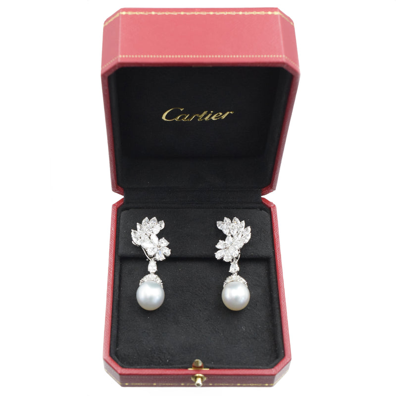 Cartier Diamond & South Sea Pearl Convertible Pendant Earrings