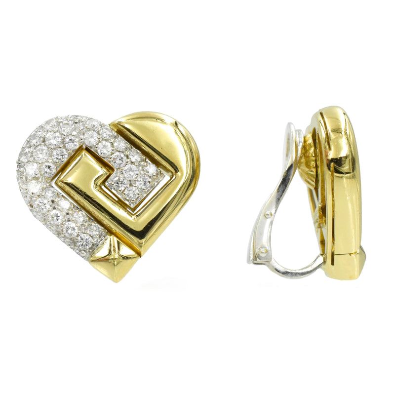 2.30ct Diamond Heart Earrings in 18K Two-tone Gold