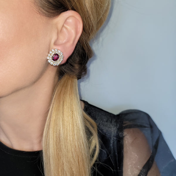 Harry Winston 4.07ct Ruby & 5.30ct Diamond Earrings