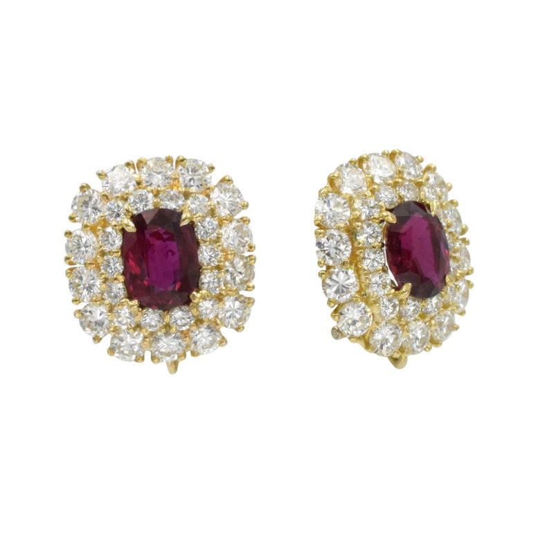 Harry Winston 4.07ct Ruby & 5.30ct Diamond Earrings – Nally Jewels