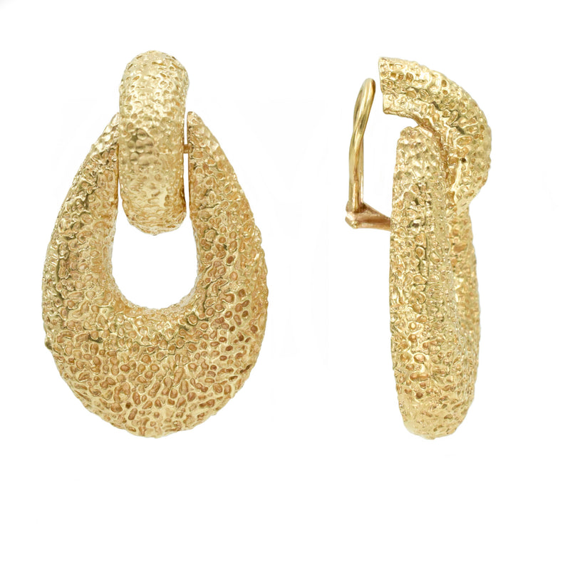14k Yellow Gold Doorknocker Earrings