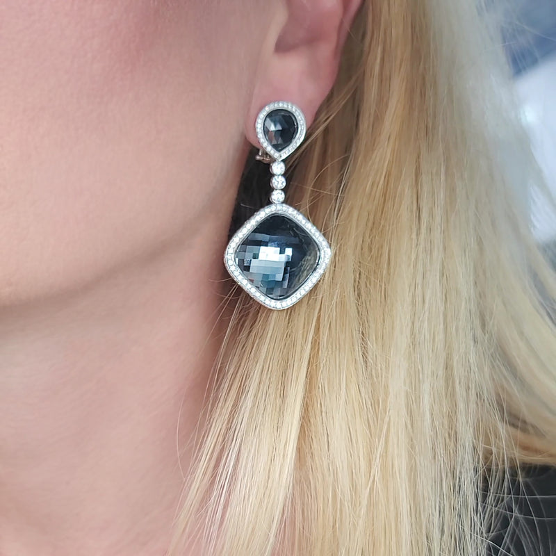 48.42ct. Black & White Diamond Pendant Earrings