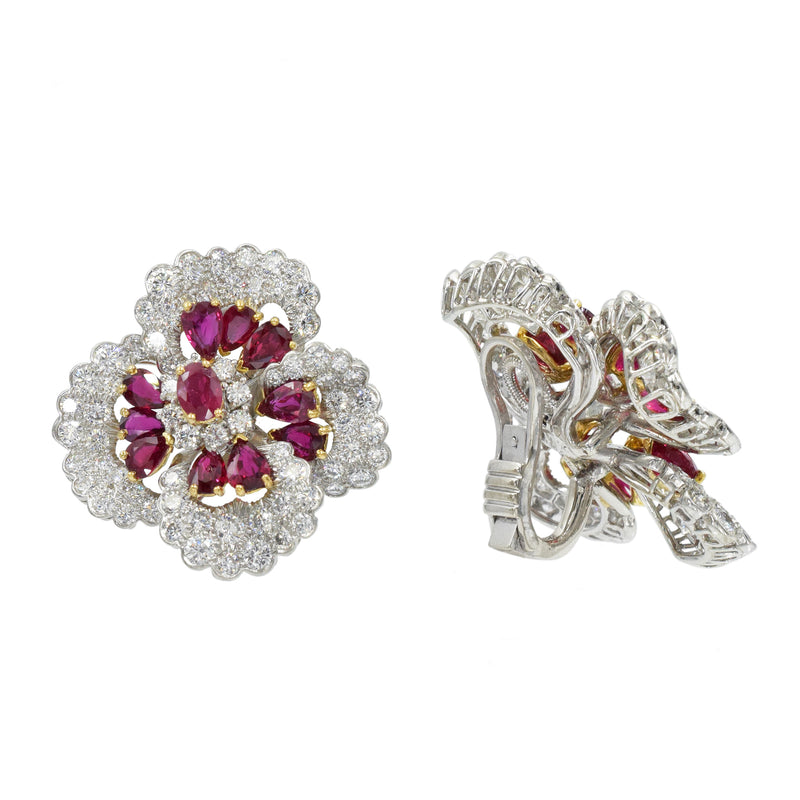 Oscar Heyman Ruby & Diamond Earrings