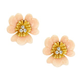 Diamond & Angel Skin Coral Flower Blossoms Earrings
