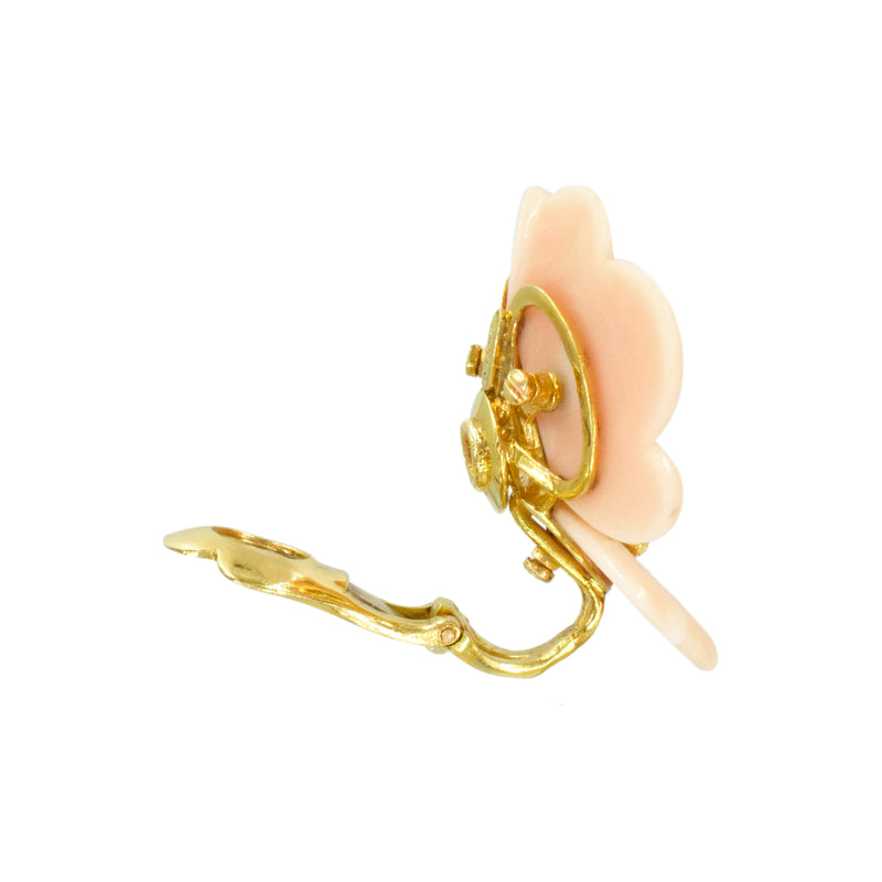 Diamond & Angel Skin Coral Flower Blossoms Earrings