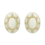 White Coral and Diamond Earrings in 14k Yellow Gold