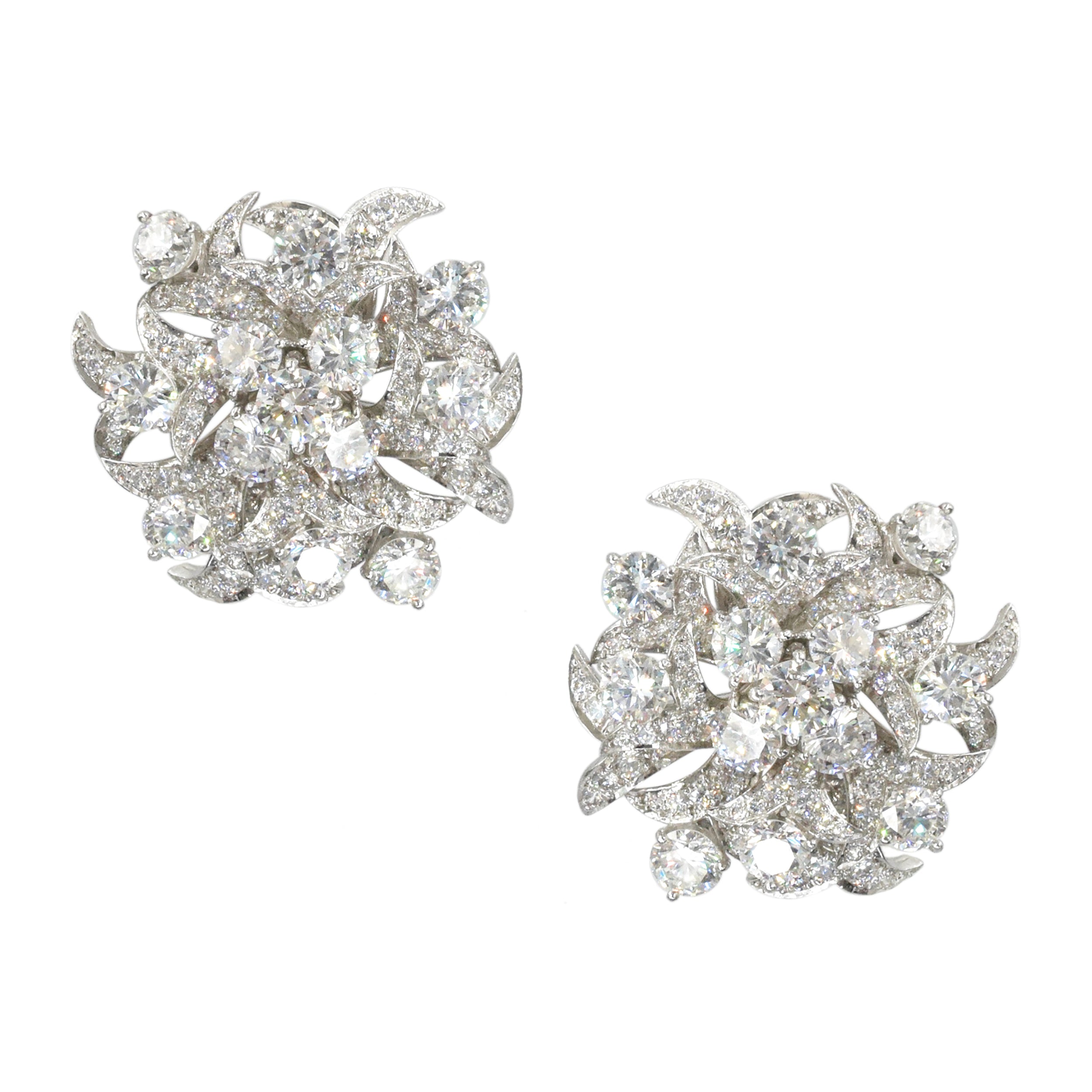 1970's Tiffany & Co. Diamond Flower Earrings