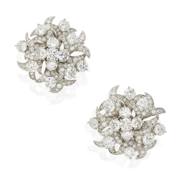 1970's Tiffany & Co. Diamond Flower Earrings