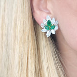 Harry Winston's Emerald & Diamond Cluster Earrings