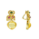 1980's Bulgari Sapphire, Diamond, Ruby & Emerald Earrings