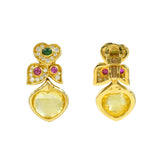 1980's Bulgari Sapphire, Diamond, Ruby & Emerald Earrings