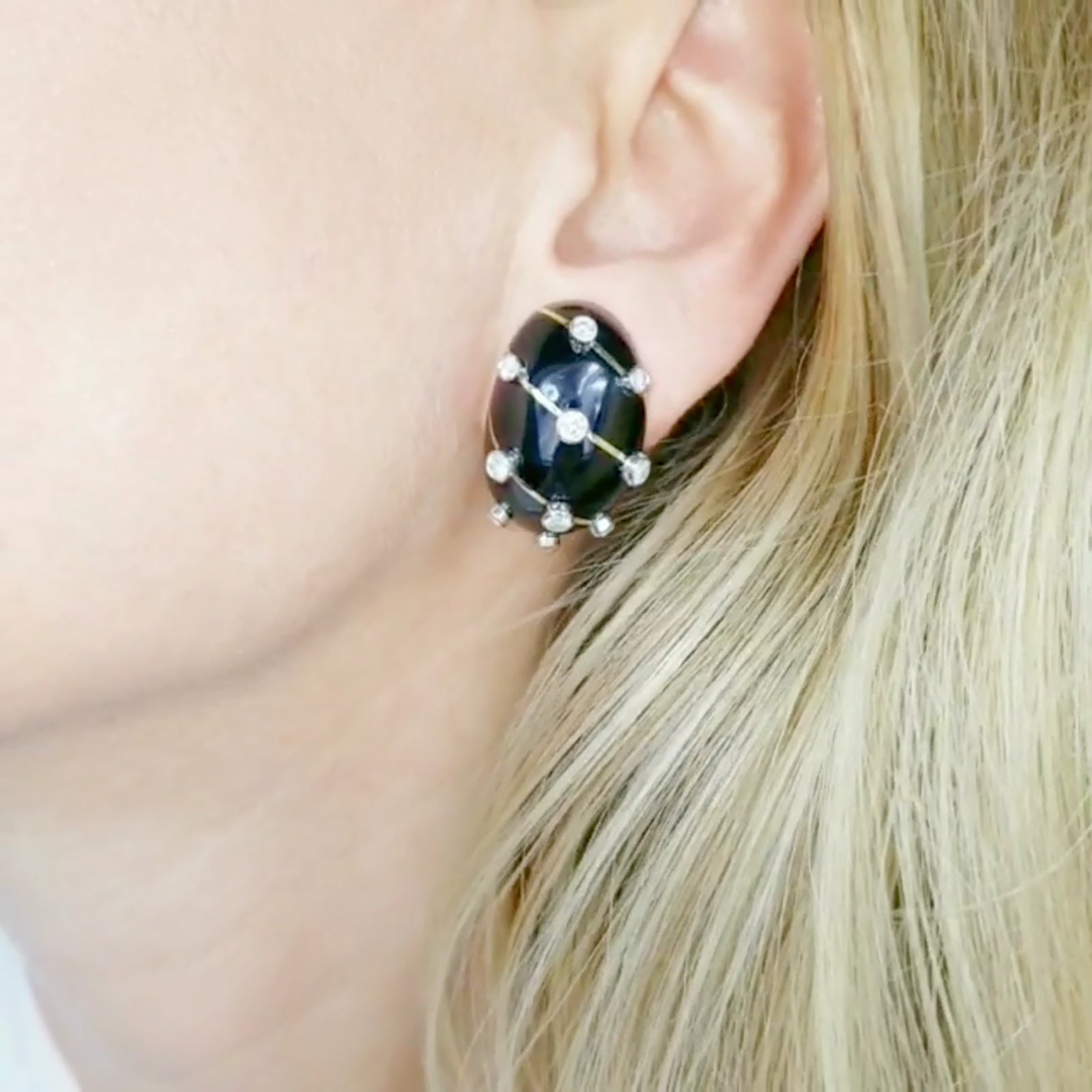 Jean Schlumberger Diamond & Black Enamel Earrings by Tiffany & Co.