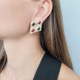 14ct Diamond, Rubies, Sapphires & Emeralds Earrings