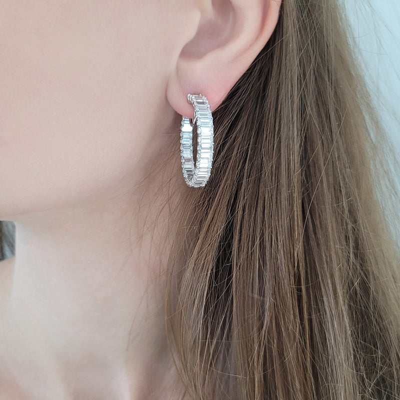 13.19ct Emerald Cut Diamond Hoops