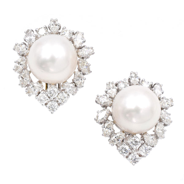 14.5mm South Sea Pearl & Diamond Earrings