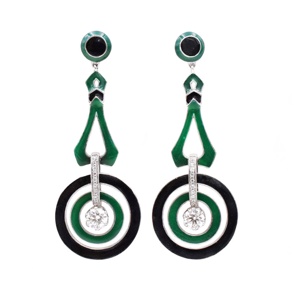 Vintage 1.40ct Diamonds Pendant Earrings