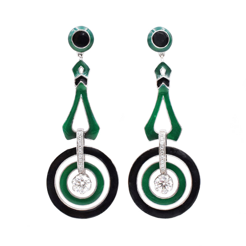 Vintage 1.40ct Diamonds Pendant Earrings