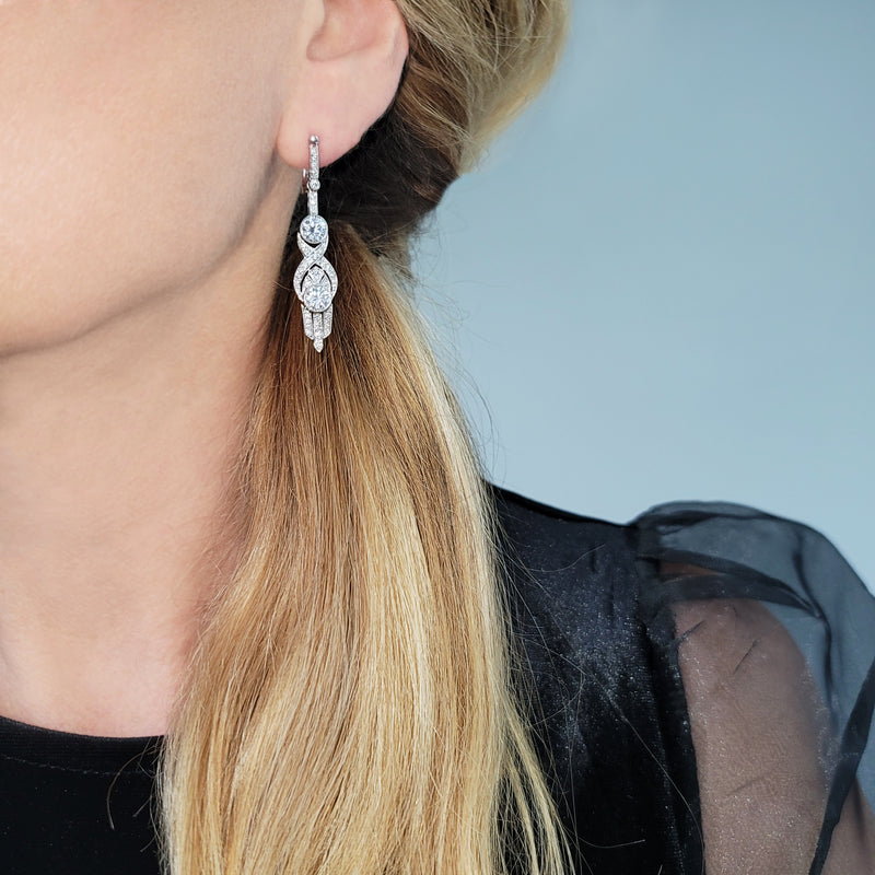 3.16ct Diamond Drop Earrings in Platinum