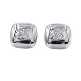 0.92ct Diamond Button Design Cufflinks in 18k White Gold  Elegant, cushion shaped button design cufflinks made in 18k white gold and accented with round brilliant cut diamonds.  8 Diamonds total weight approx. 0.92ct. Color from G fo H  Clarity: VS  Measurements 18mm by 18mm  Stamped 18k Weight 22.2 grams.   Ref# 950-000-148