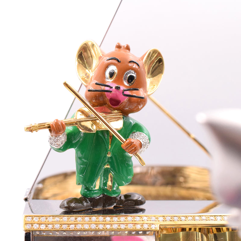 1970's "Tom and Jerry" Diamond and 18k Two-Tone Sculpture