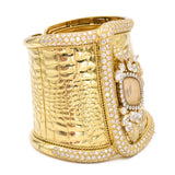 1970's Diamond Cuff Watch Made in 18K Yellow Gold by Etole