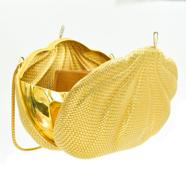Woven 18k Yellow Gold Evening Bag with Diamond Clasp