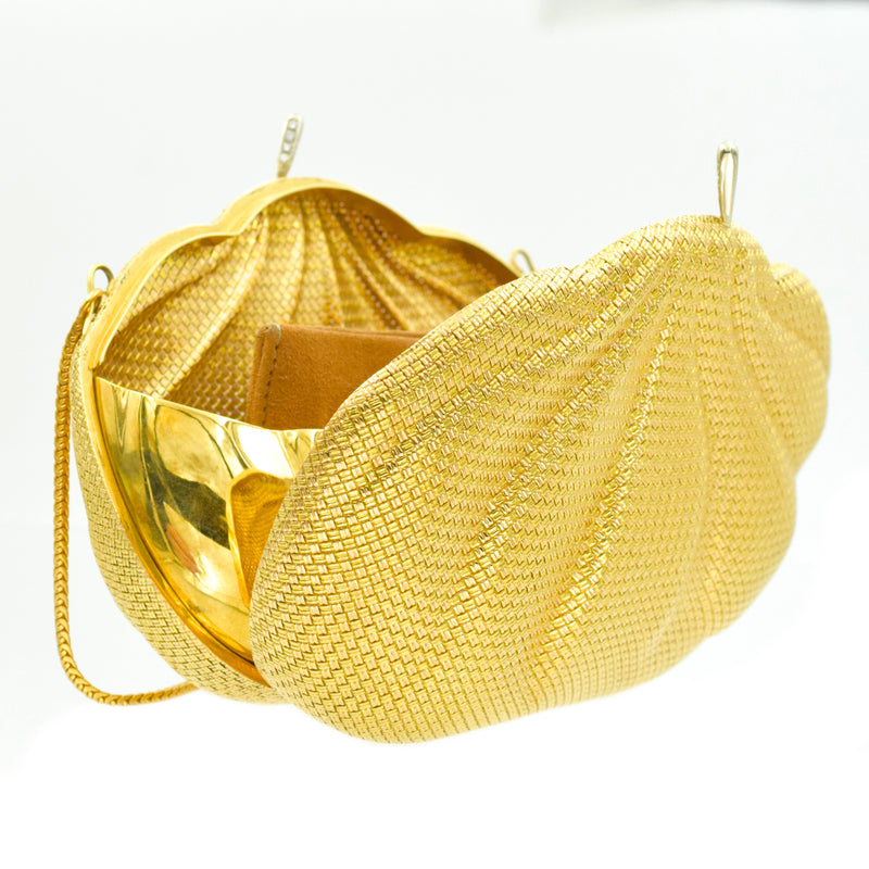 Woven 18k Yellow Gold Evening Bag with Diamond Clasp