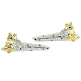 1ct Diamond & 0.50ct Ruby Minnie Mouse Hair Clips 18k Yellow Gold