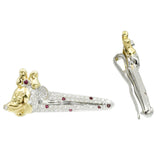 1ct Diamond & 0.50ct Ruby Minnie Mouse Hair Clips 18k Yellow Gold