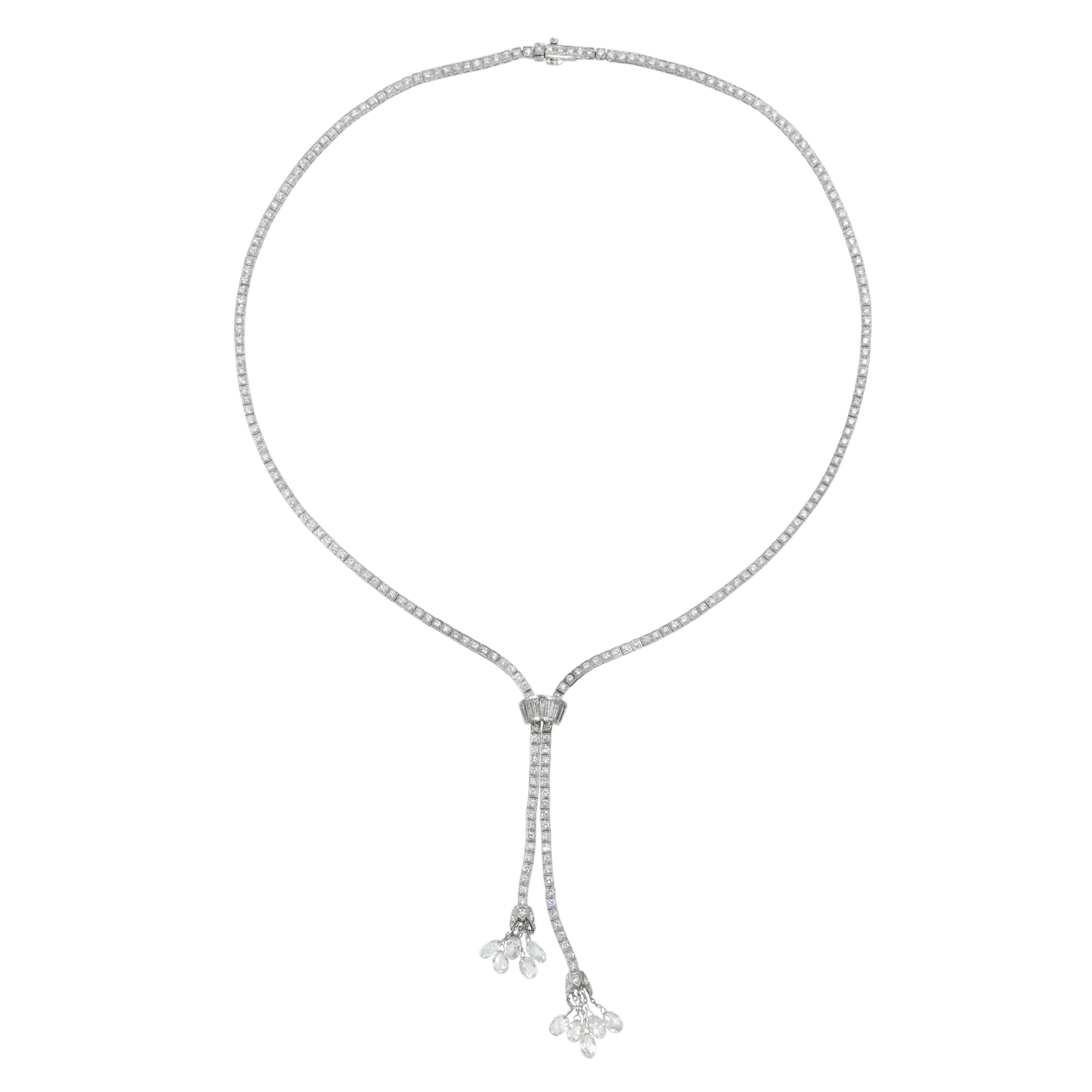 12.31ct Diamond Lariat Necklace in Platinum