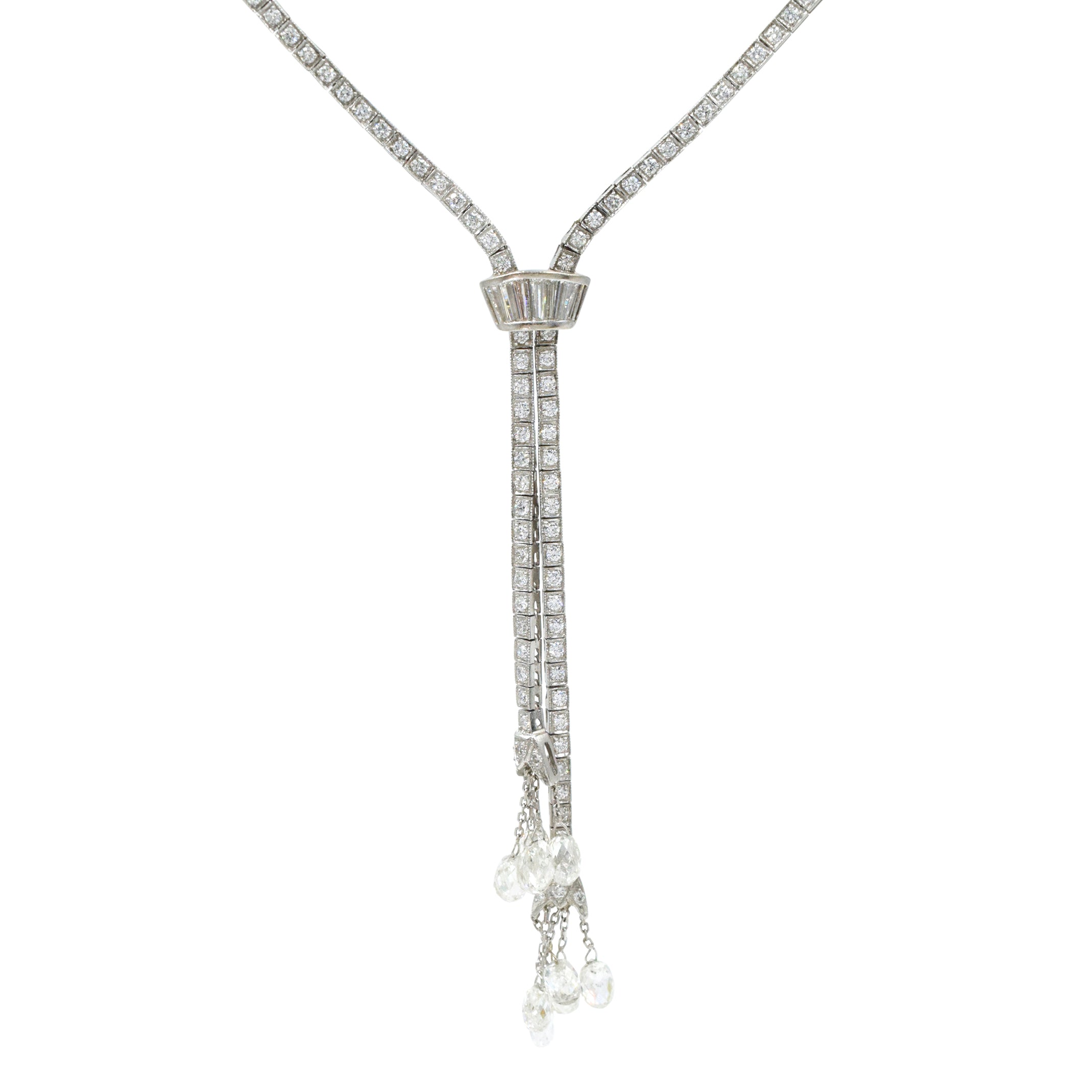 12.31ct Diamond Lariat Necklace in Platinum