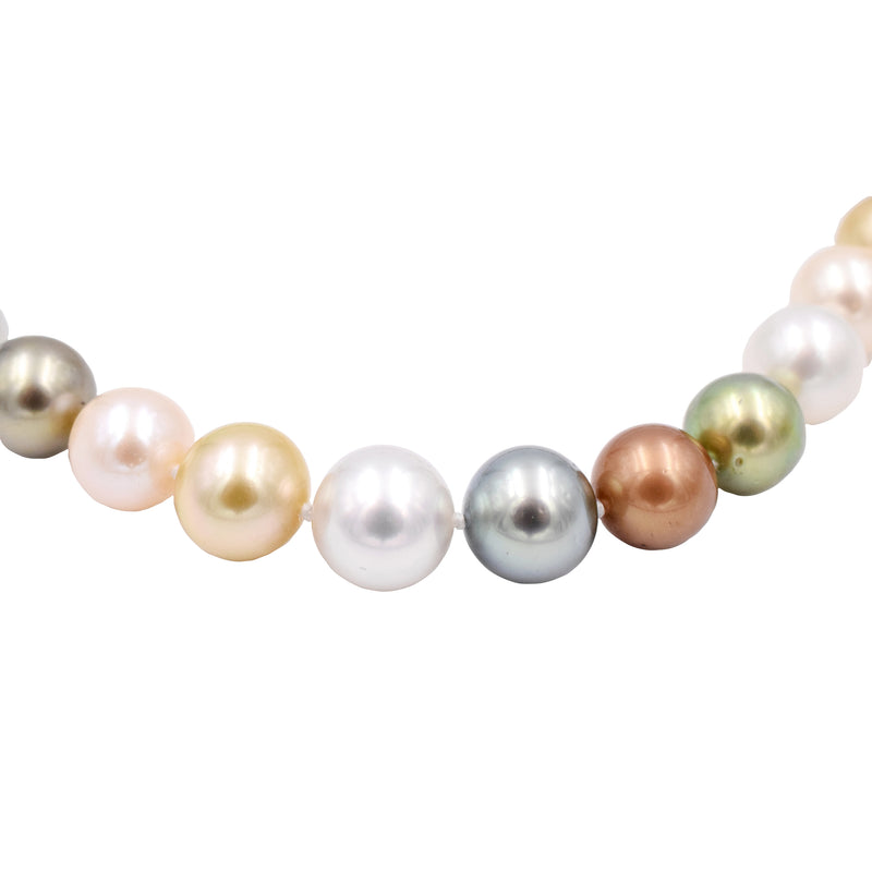 Multicolor Pearl and Diamond Necklace