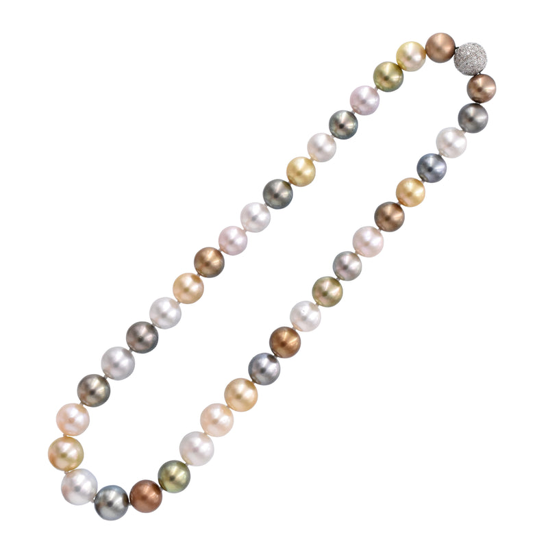 Multicolor Pearl and Diamond Necklace