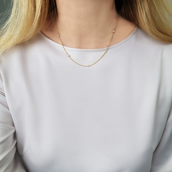 1ct Diamond by the yard necklace in 14k yellow gold