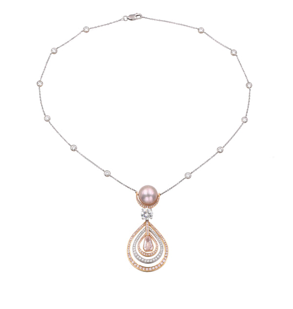 Pink Diamond & Pearl Necklace