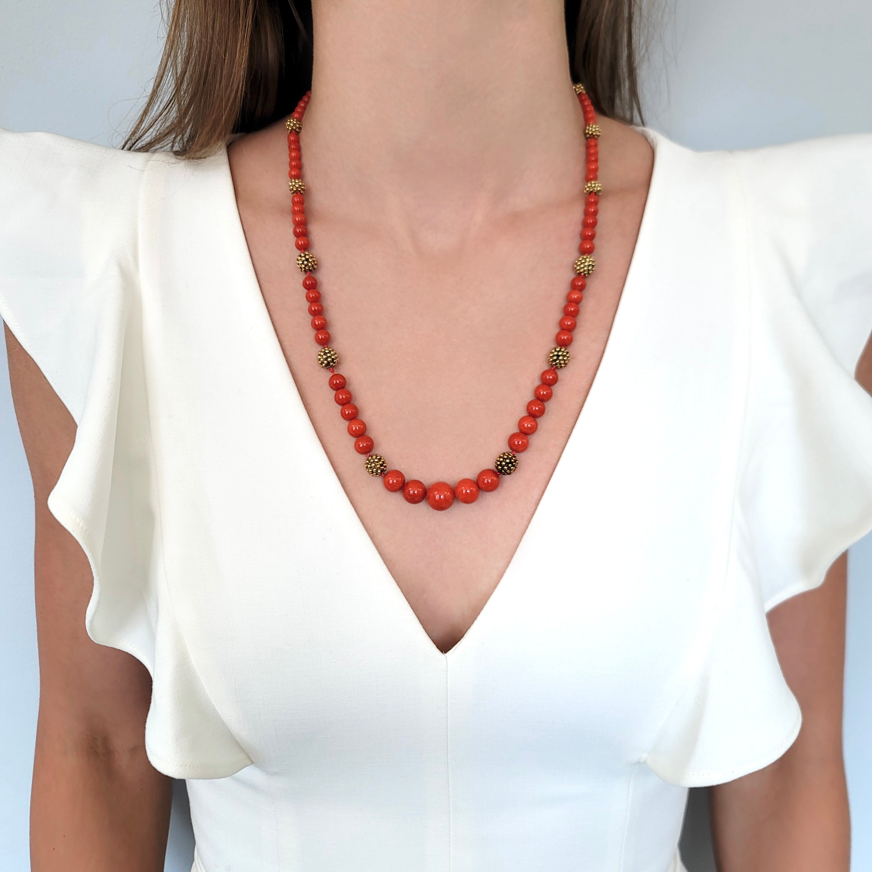 Coral & 18k Yellow Gold Necklace by Van Cleef & Arpels