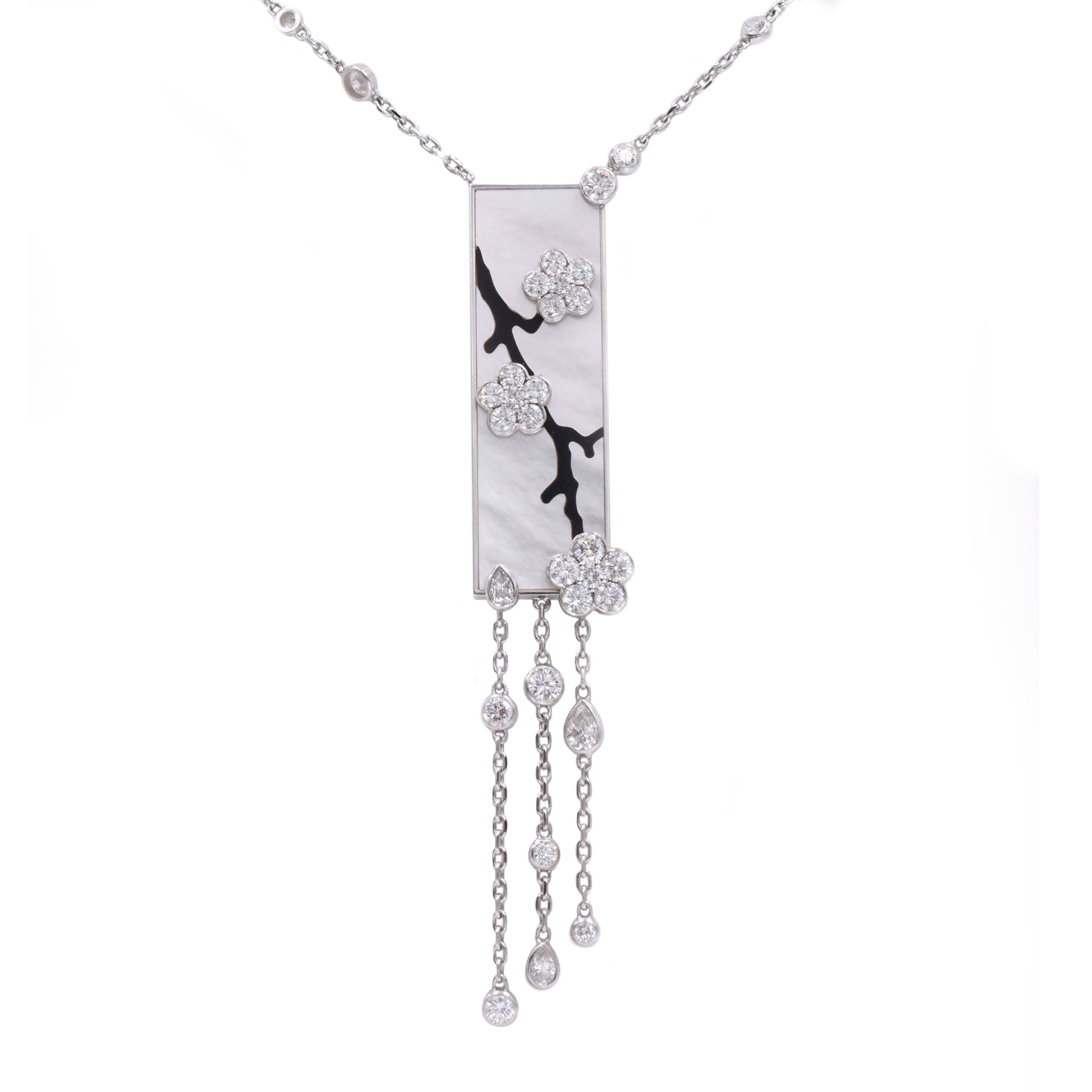 Van Cleef & Arpels 'Miroir Des Eaux' Diamond, Mother Of Pearl & Onyx Necklace