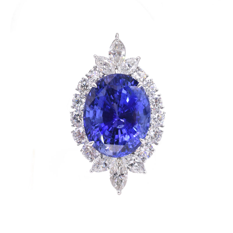 70.14ct Ceylon Sapphire & 44.50ct Diamond Necklace & Earrings Suite