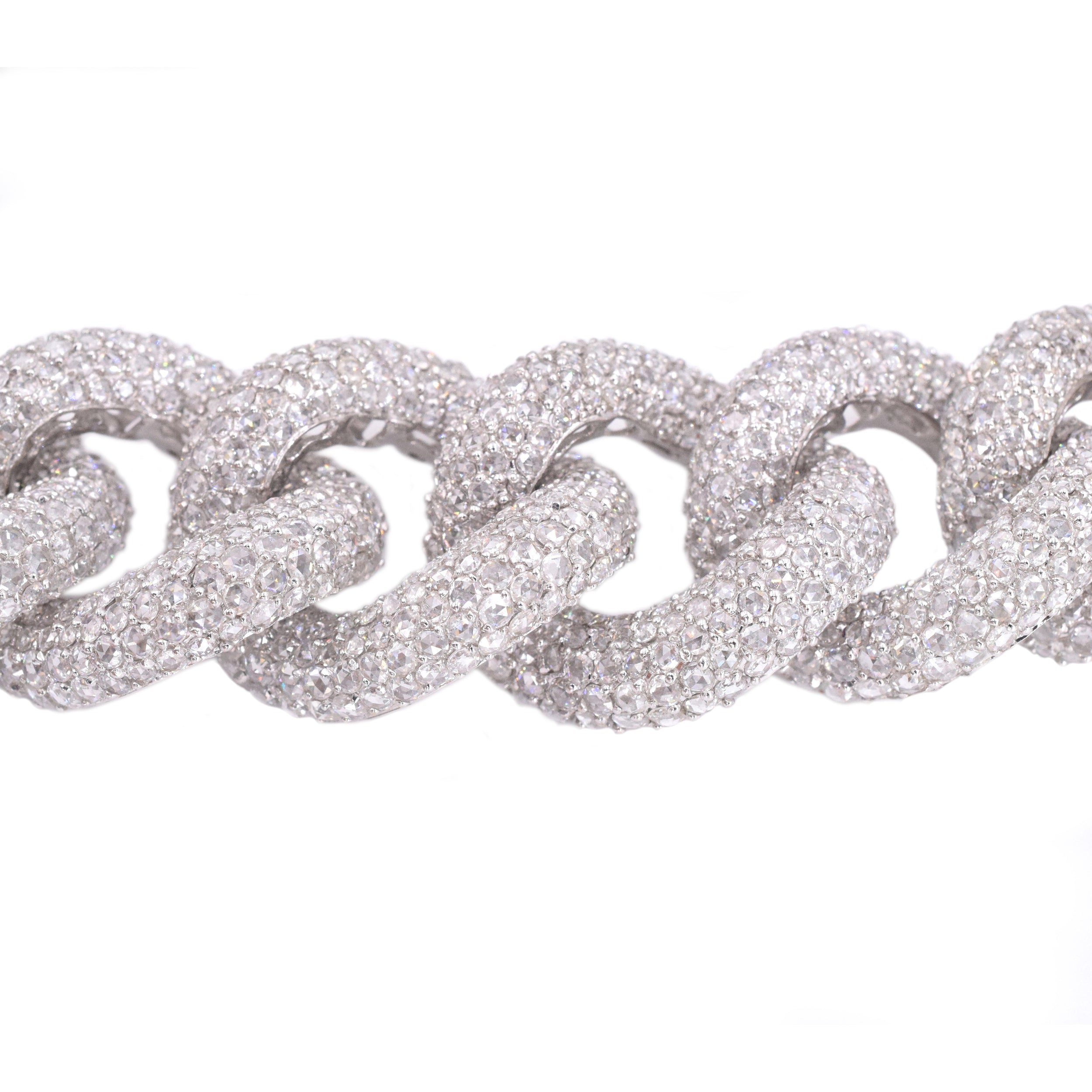 Exquisite 125ct Diamond Pave Curb Link Necklace in 18k White Gold