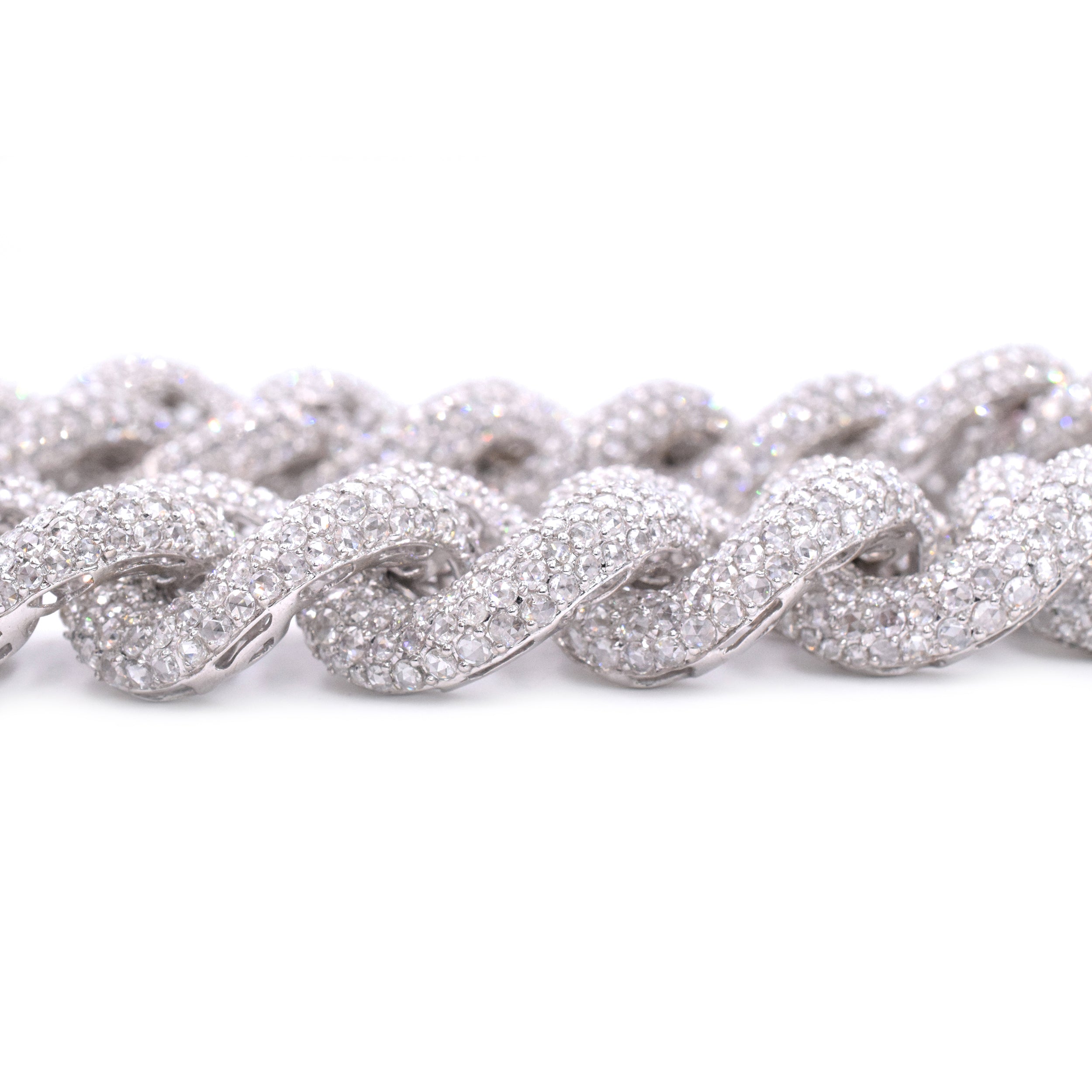 Exquisite 125ct Diamond Pave Curb Link Necklace in 18k White Gold