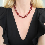Carnelian & Diamond Bead Necklace