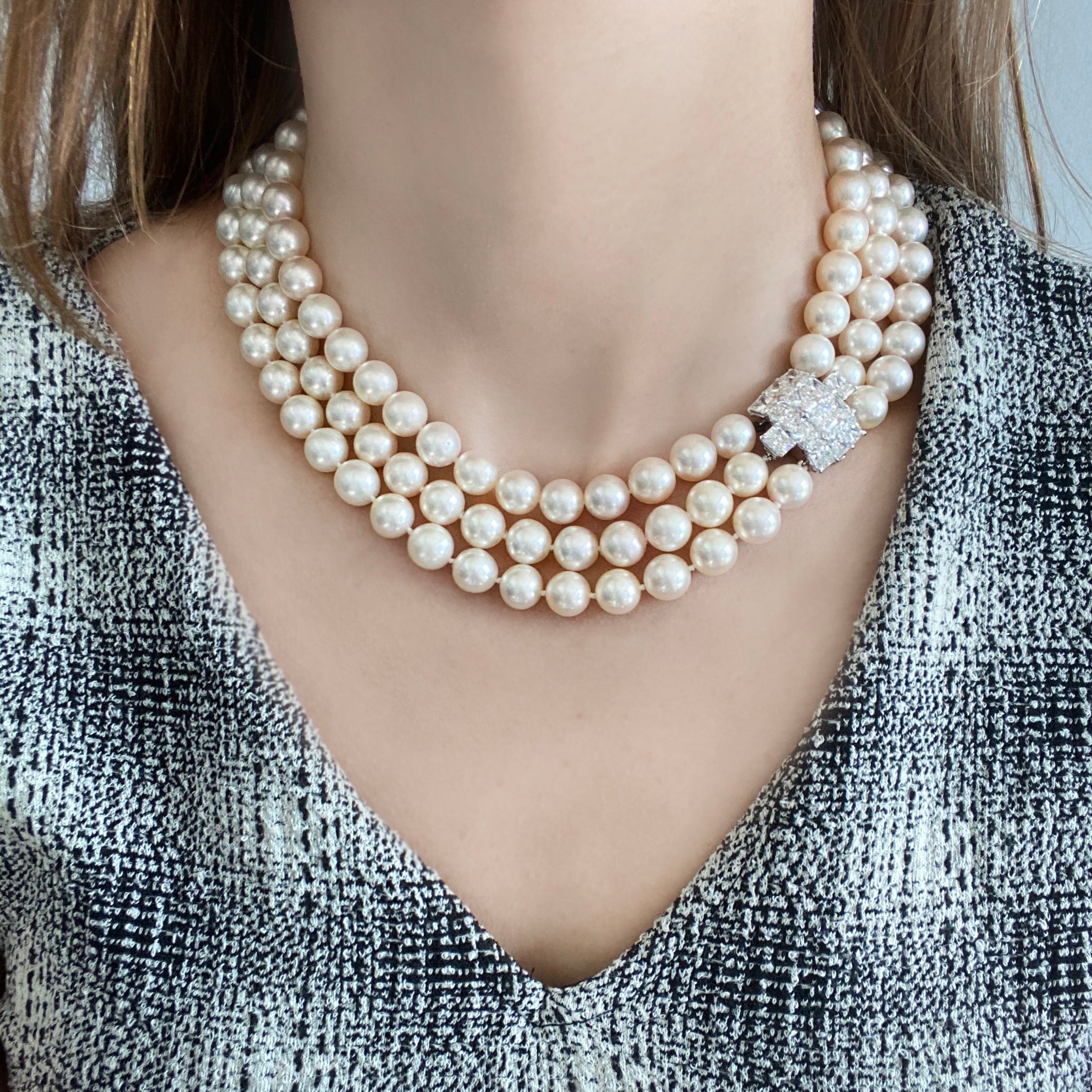 Cartier South Sea Pearl & Diamond Necklace in Platinum