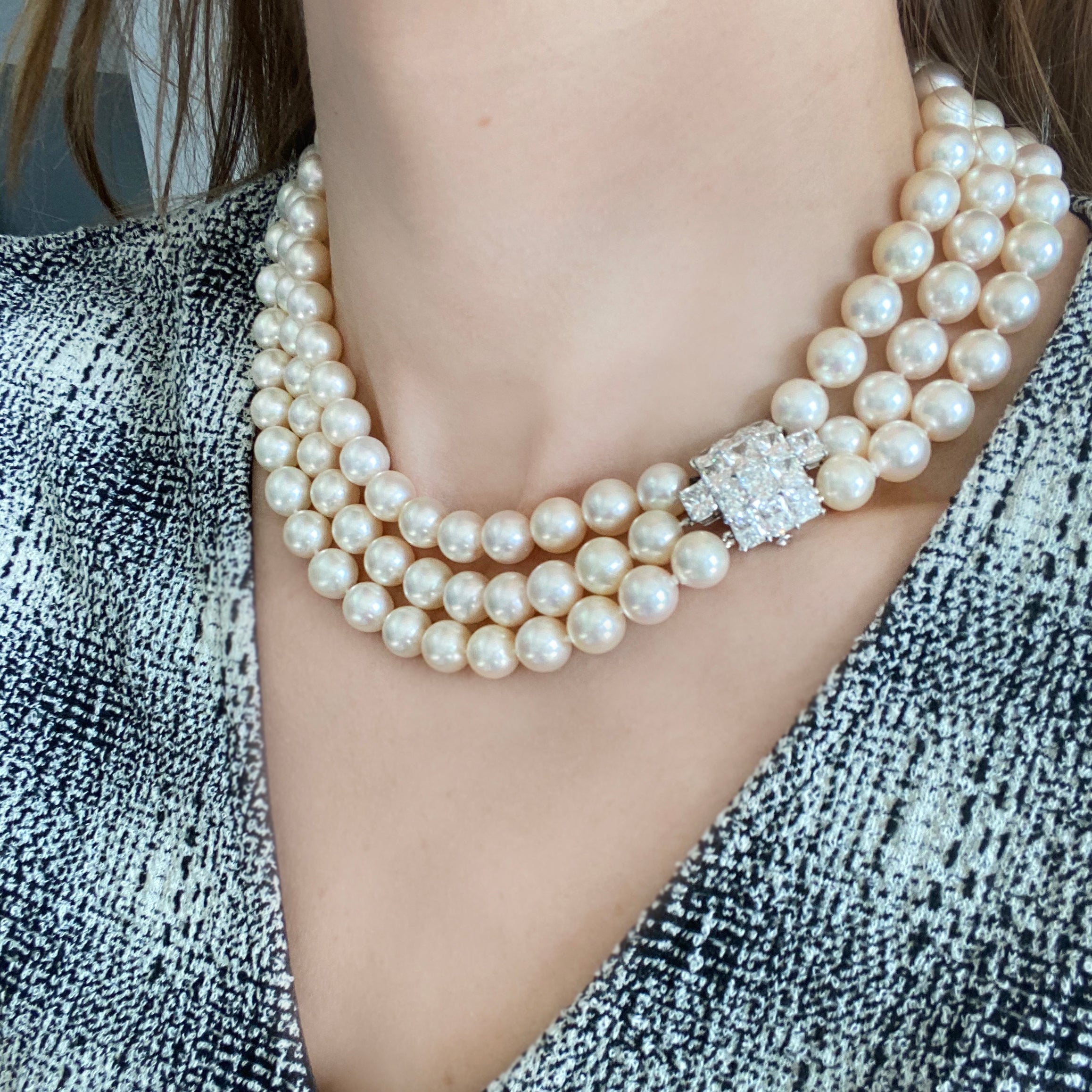 Cartier South Sea Pearl & Diamond Necklace in Platinum