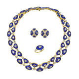 1990's Diamond and Lapis Lazuli Necklace, Earrings & Ring Set by Alexander Reza