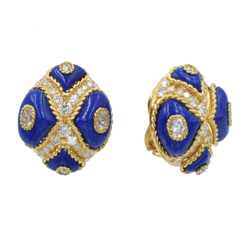 1990's Diamond and Lapis Lazuli Necklace, Earrings & Ring Set by Alexander Reza