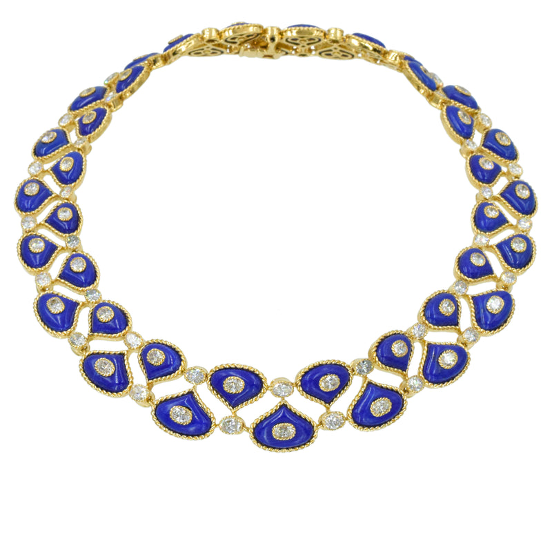 1990's Diamond and Lapis Lazuli Necklace, Earrings & Ring Set by Alexander Reza